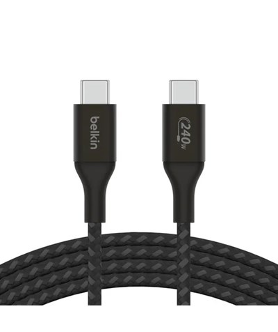 Belkin CAB015 BoostCharge Örgülü USB-C den USB-Cye 240W 1m Kablo - Siyah
