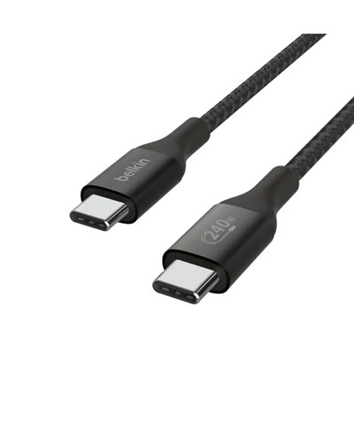 Belkin CAB015 BoostCharge Örgülü USB-C den USB-Cye 240W 1m Kablo - Siyah