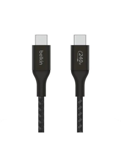 Belkin CAB015 BoostCharge Örgülü USB-C den USB-Cye 240W 1m Kablo - Siyah