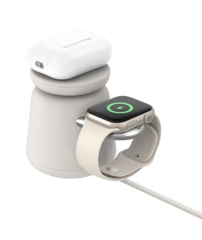 Belkin WIZ020 Boostcharge Pro Kablosuz 2si 1 arada Magsafe 15W Şarj Istasyonu - Krem