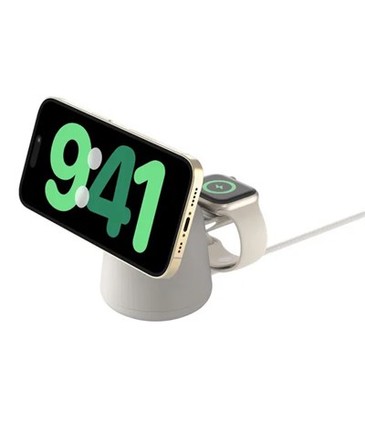 Belkin WIZ020 Boostcharge Pro Kablosuz 2si 1 arada Magsafe 15W Şarj Istasyonu - Krem