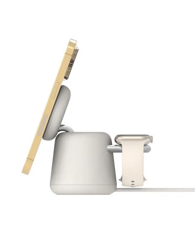 Belkin WIZ020 Boostcharge Pro Kablosuz 2si 1 arada Magsafe 15W Şarj Istasyonu - Krem