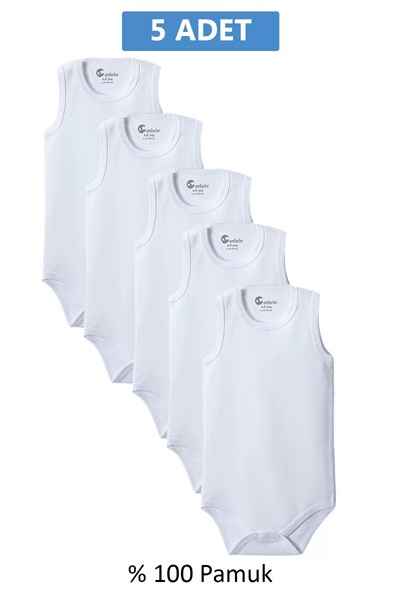 Beyaz Askılı Body Zıbın 2-7 YAŞ Çocuklar İçin (5 ADET) Alttan Çıtçıtlı Özel Gereksinimli