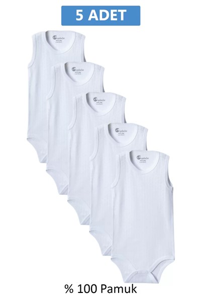 Beyaz Askılı Body Zıbın 2-7 YAŞ Çocuklar İçin (5 ADET) Alttan Çıtçıtlı Özel Gereksinimli-D