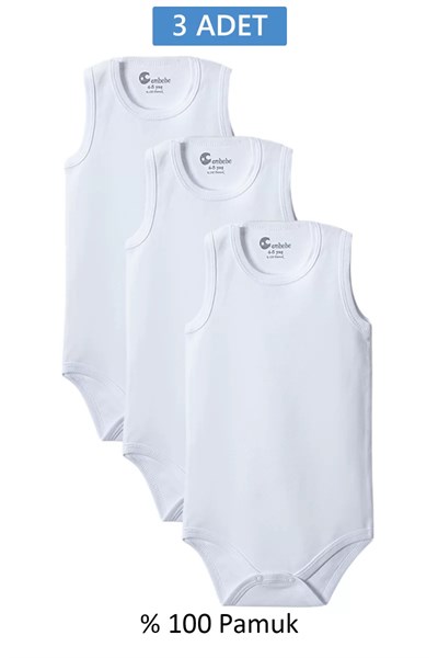Beyaz Askılı Body Zıbın 2-7 YAŞ Çocuklar İçin (3 ADET) Alttan Çıtçıtlı Özel Gereksinimli