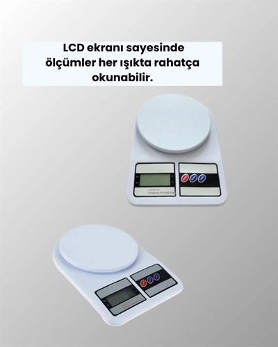 Beyaz Plastik Dijital Mutfak Tartısı – 24x16.8x1.5cm