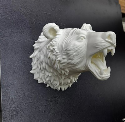 Beyaz Renk 3D Ayı Başı Duvar Dekoru