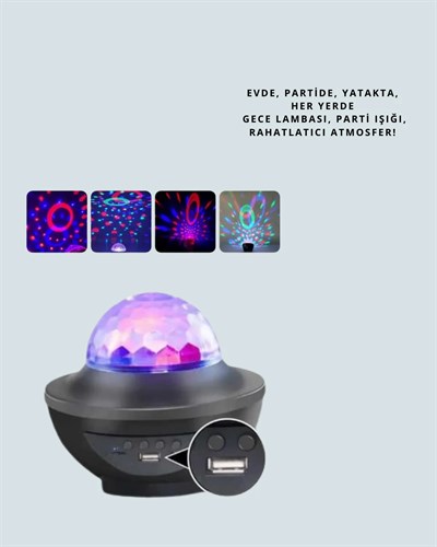 Bluetooth & USB Müzik Çalar Gece Lambası – 50 m² Kapsama, Uzaktan Kumanda