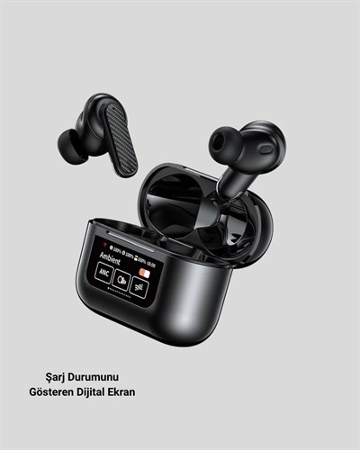 Bluetooth 5.3 ANC Kablosuz Kulaklık – Dokunmatik Kontrol, Dijital Ekran ve Uzun Pil Ömrü