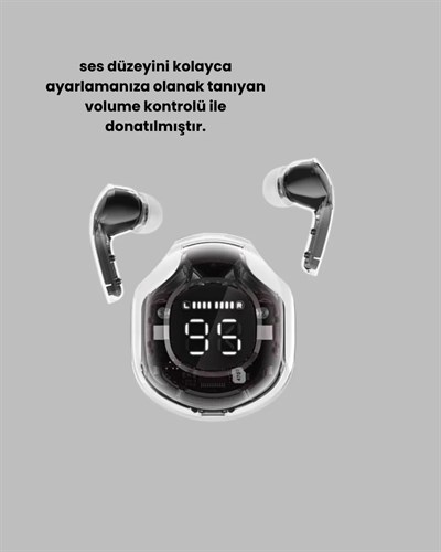 Bluetooth 5.3 Kablosuz Kulaklık 30mm Sürücü LED Ekranlı Mikrofonlu