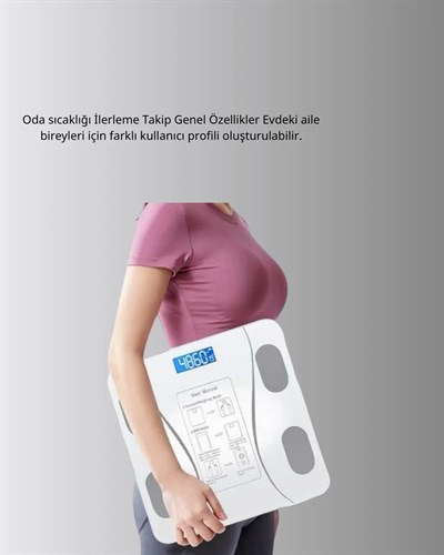 Bluetooth Akıllı Tartı – 8 Fonksiyonlu Dijital Baskül, 180 kg Kapasiteli