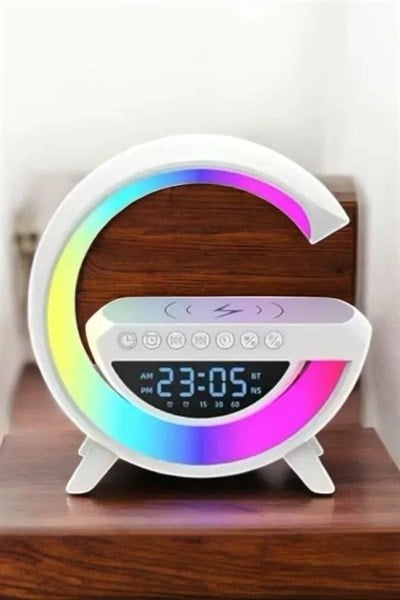 Bluetooth Hoparlör 15W Kablosuz Hızlı Şarj LED Gece Lambası