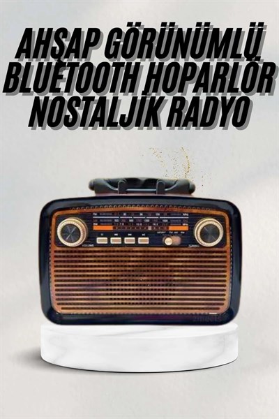 Bluetooth Hoparlör Ahşap Renk Vintage Işıklı Nostaljik Radyo Fm Ahşap Görünümlü