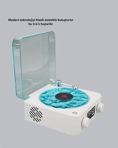 Bluetooth Hoparlörlü Gece Lambası Dijital Saat Ekranlı Su Dalgası Efektli Dekoratif