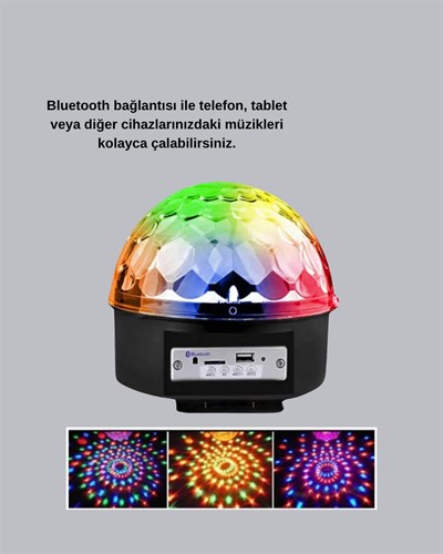 Bluetooth Hoparlörlü LED Disko Işığı Müzik Ritim Duyarlı ve Taşınabilir