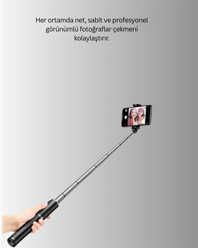 Bluetooth Işıklı Uzaktan Kumandalı Selfie Çubuğu – 130 cm Yükseklik