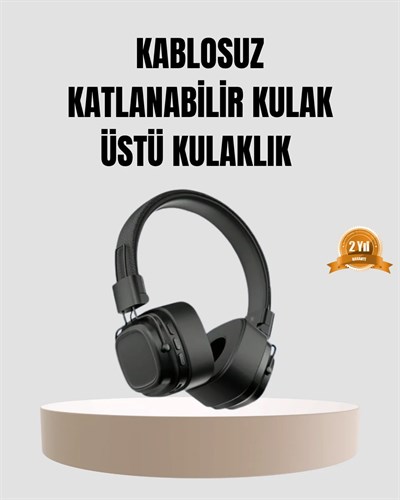 Bluetooth Kablosuz Kulak Üstü Kulaklık Katlanabilir Konforlu ve Şık Tasarımlı