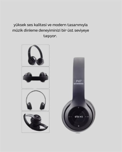 Bluetooth Kablosuz Kulaklık – Extra Bass, TF Kart, Mikrofonlu, Ayarlanabilir Ergonomik Tasarım