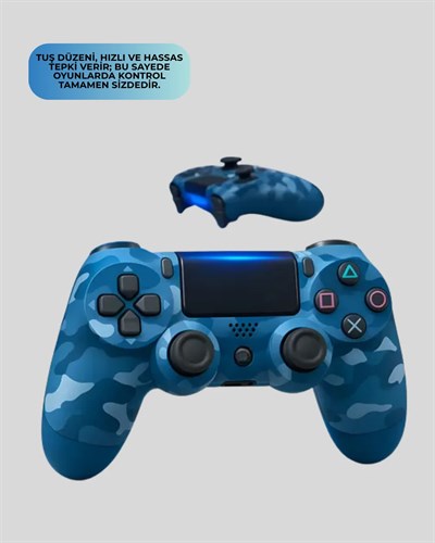 Bluetooth Kablosuz PS4 Gamepad Çift Motorlu Siyah Controller