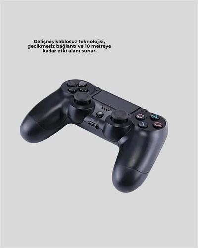 Bluetooth Kablosuz PS4 Gamepad Çift Motorlu Siyah Controller