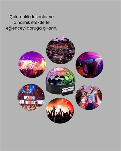 Bluetooth Kontrollü Masaüstü Disko Topu Işığı – Renkli LED Işık Gösterisi ve Uzaktan Kumanda