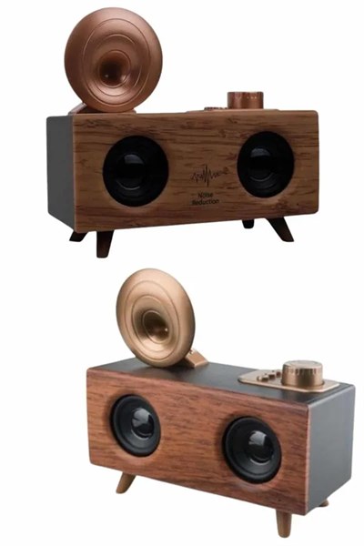 Bluetooth Nostalji Speaker Radyo Gramofon Ahşap Renk Vintage