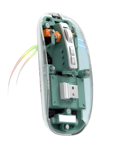 Bluetooth ve 2.4G USB Destekli Pilli Kablosuz Şeffaf Mouse