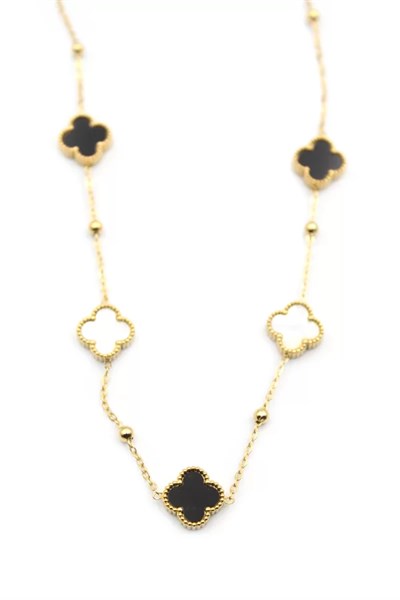 Boncuklu Yonca Kolye - Altın