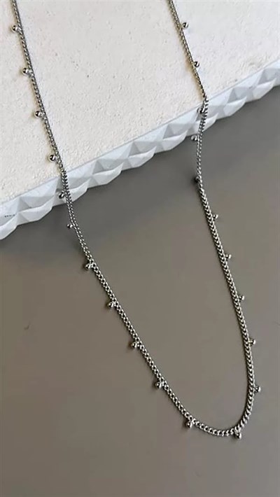 Boncuklu Zincir Kolye - Gümüş