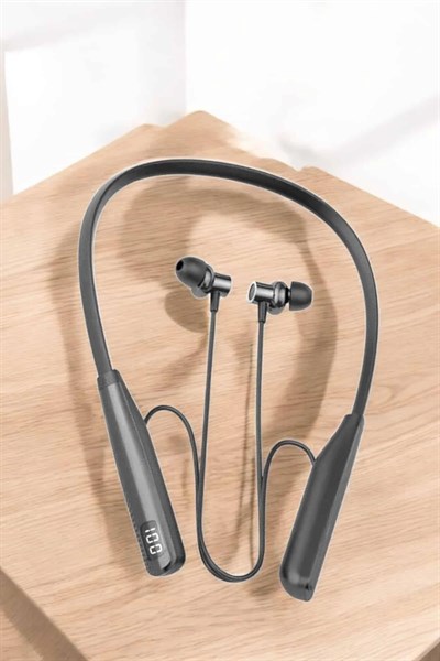 Boyun Askılı Bluetooth Kulaklık Uzun Şarj Süreli Dijital Göstergeli Kablolu