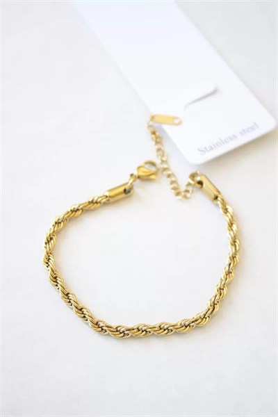 Burgu Çelik Bileklik 3mm - Altın