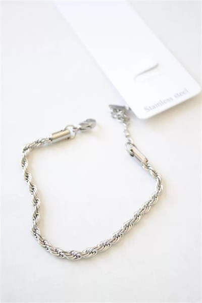 Burgu Çelik Bileklik 3mm - Gümüş