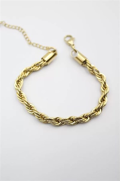 Burgu Çelik Bileklik 4mm - Altın