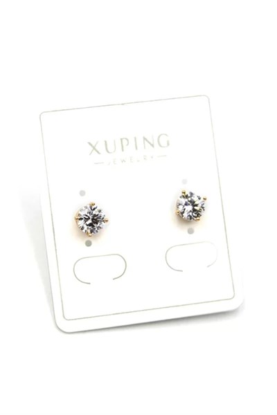 Büyük Boy Tek Taş Küpe - Altın