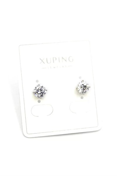 Büyük Boy Tek Taş Küpe - Gümüş