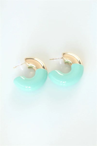 CCB Turkuaz Gold Çift Renk Küpe