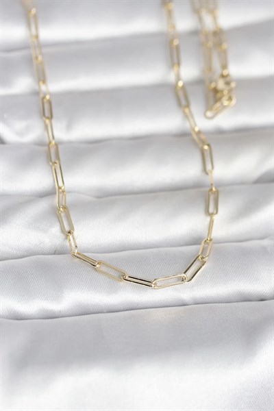 CM 14K Gold Renk Ataç Zincirli Model 60 cm Kadın Kolye