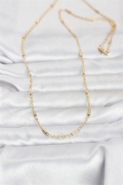 CM 14K Gold Renk Bar Zincir Model 60 cm Kadın Kolye