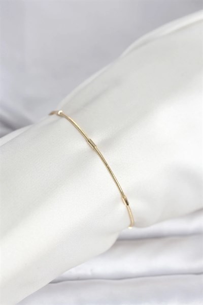 CM 14K Gold Renk Barlı Yılan Zincir Model Kadın Bileklik