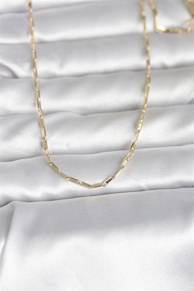 CM 14K Gold Renk İnce Ataç Zincir Model 60 cm Kadın Kolye