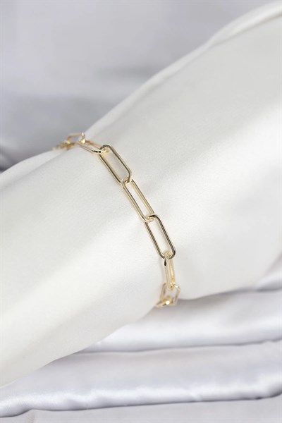 CM 14K Gold Renk Kalın Ataç Zincir Model Kadın Bileklik