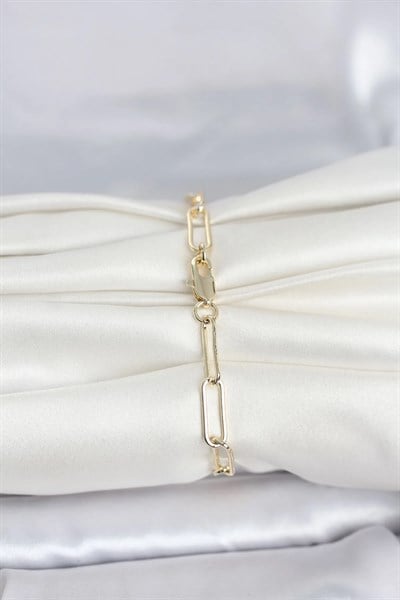 CM 14K Gold Renk Kalın Ataç Zincir Model Kadın Bileklik