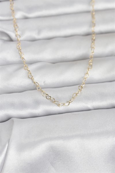 CM 14K Gold Renk Kalp Zincirli 60 cm Kadın Kolye
