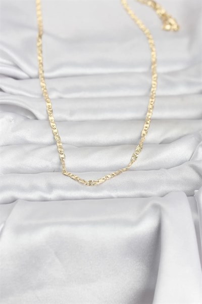 CM 14K Gold Renk Lazer Zincirli Model 60 cm Kadın Kolye