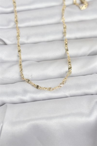 CM 14K Gold Renk Lazerli Gemici Zincir Model 60 cm Kadın Kolye