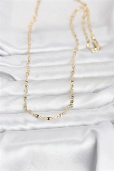 CM 14K Gold Renk Lazerli Gemici Zincir Model 60 cm Kadın Kolye