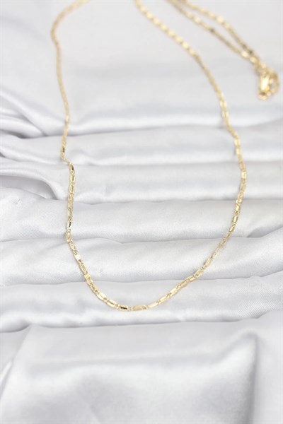 CM 14K Gold Renk Lazerli Zincir Model 60 cm Kadın Kolye