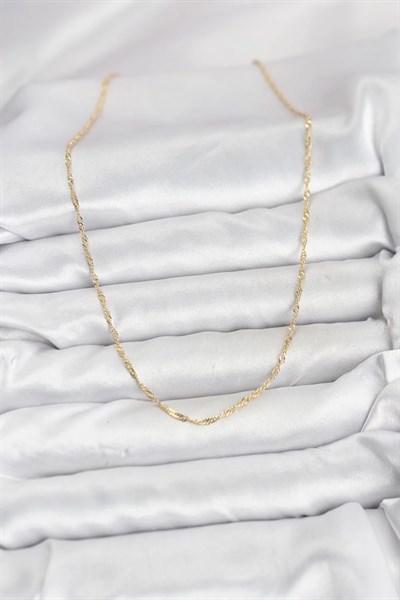 CM 14K Gold Renk Pirinç Ezme Burgu Model Kadın Kolye