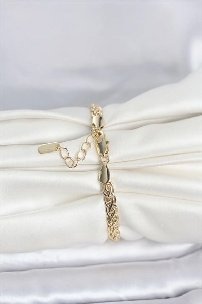 CM 14K Gold Renk Sarmal Zincir Model Kadın Bileklik