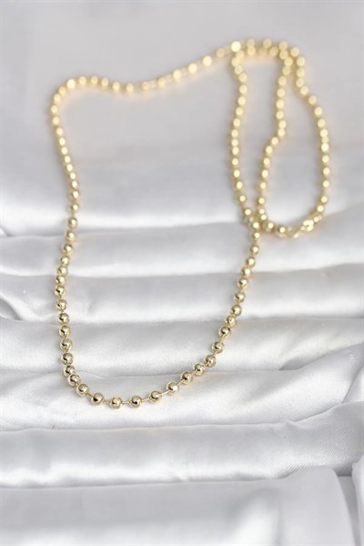 CM 14K Gold Renk Top Zincirli Model 60 cm Kadın Kolye
